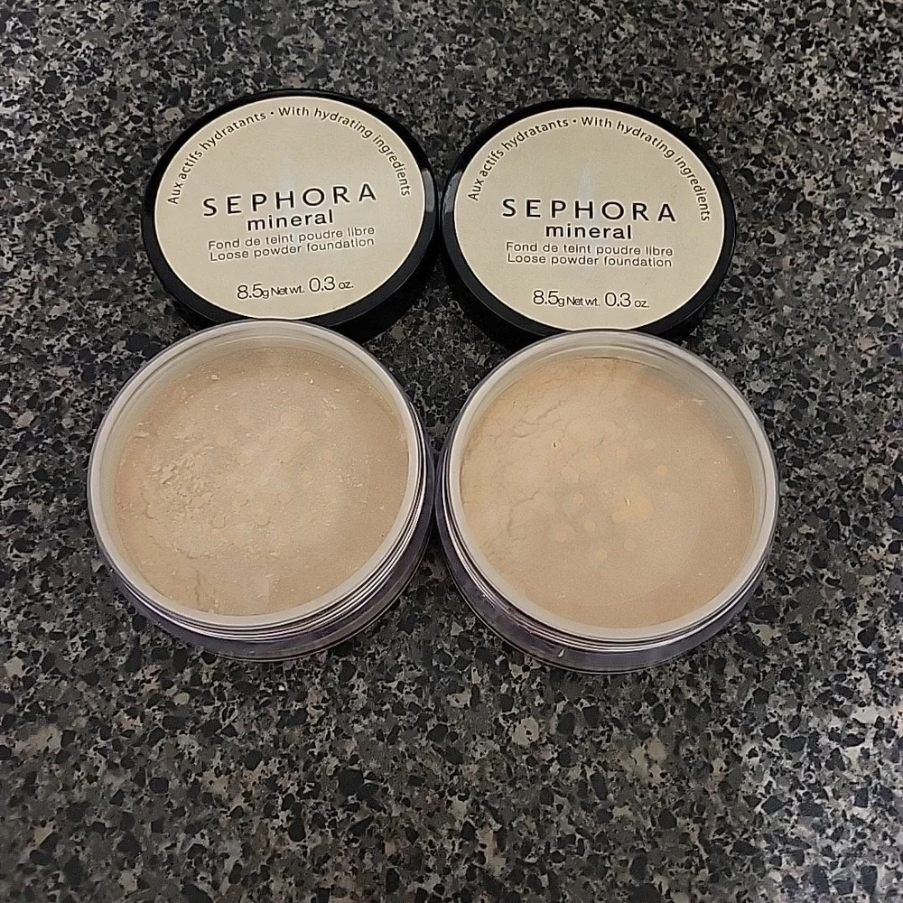 TWO NEW Sephora Mineral Loose Powder Foundation Light 15 NUDE 0.3oz SEALED